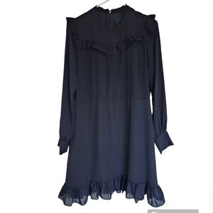 Who What Wear Black Long-Sleeve Ruffle Dress size Medium